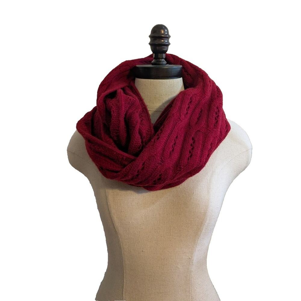 celeste red knit circle scarf wool cashmere blend